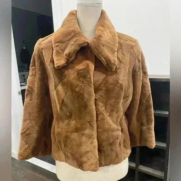 Real Mink Fur Sz S 3/4 sleeve Coat